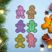 christmas gingerbread man kit x6 cookie cutter gingy pack ginger woman shrek sharp cookies moulds stamps design fondant mass kitchen drawing bookmark stamp 3d print model - Mito3D