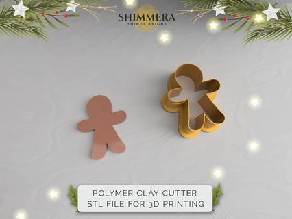 christmas gingerbread man polymer clay cutter Jewelry ornament cuter gingerbead earring 3d print model - Mito3D