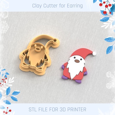 christmas gnome clay cutter winter earring cutters mini 3 sizes polymer tool jewellry holiday 3d print model - Mito3D