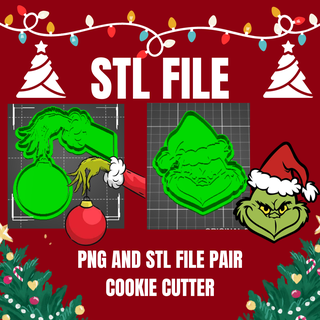 christmas grinch face hand cookie cutter bundle stamp cookies stamper printer files 3d print model - Mito3D