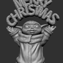 christmas grogu art baby yoda mandalorian star wars 3d print model - Mito3D