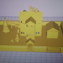 christmas house scene architecture illuminated 3d print model - Mito3D