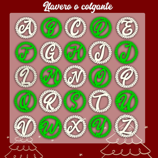 Navidad llave anillo colgante pendiente llavero letras alfabeto mamá verde rojo 3d print model - Mito3D