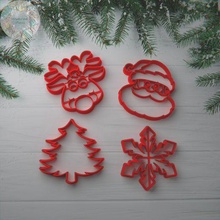 christmas kit cookie cutter cutting cake cutters stamps cookiecutter frame bell skates sled deer santa claus snowflake tree 3d print model - Mito3D