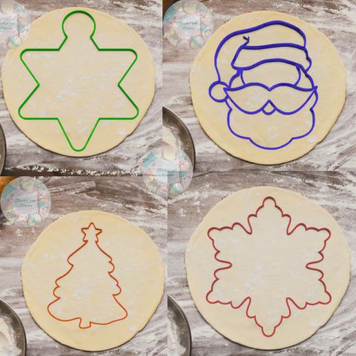 Natale kit biscotto taglierina taglio torta frese francobolli cookiecutter telaio campana pattini slitta cervo santa claus fiocco neve albero 3D print model - Mito3D