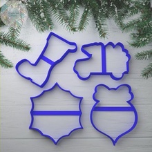 christmas kit cookie cutter cutting cake cutters stamps cookiecutter frame bell skates sled deer santa claus snowflake tree boot car 3d print model - Mito3D