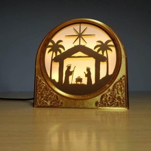 christmas lamp luminous nativity led golden usb desk decoration light bethlehem birth jesus wise men santa claus saint star magic spirit 3d print model - Mito3D