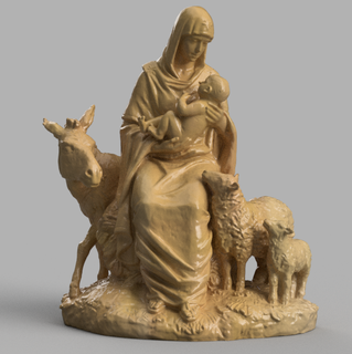 Natale Maria tenendo bambino Gesù parte Natività casa Stampa lampada presepe cnc 3d print model - Mito3D