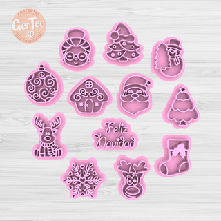 christmas mini stamp set stamps x12 u seal cookie cutter mass cookies 3d print model - Mito3D