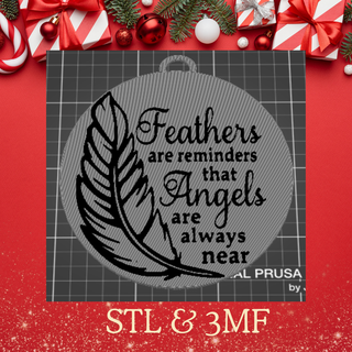 christmas ornament feathers reminders angels near loved ones loss one keepsake Art #angels are #feathers #keepsake #christmas #memorial # passing #rainbows missing a memorial #rememberance 3d print model - Mito3D
