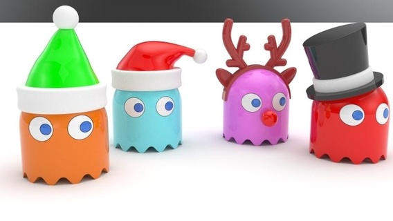 Natale pacman fantasmi gioco cappello video Giochi decorazione mignolo inchiostro clyde lampeggiante 3d print model - Mito3D