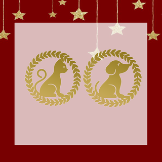 Noël animaux domestiques arbres décoration pendentifs clé anneaux chat chien l'amour 3d print model - Mito3D