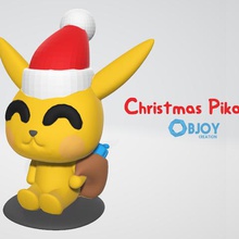 natale pikachu objoy creazione gioco carino figurina kawaii santa 3d print model - Mito3D