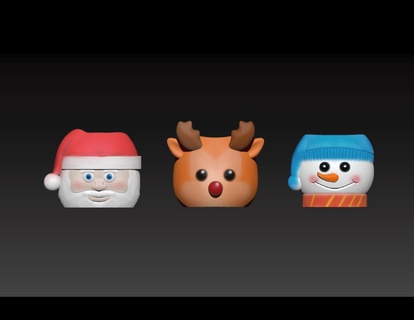 christmas pot santa clous reineer snowman reni rodolfo saint reno neineer snowma doll snow ornaments sanna 3d print model - Mito3D
