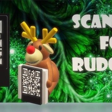 christmas qr message holder - happy rudolfh ornament 2020 celebrate merry party reindeer code poster fuck decoration 3d print model - Mito3D