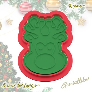 christmas reindeer cutter marker Home reno rodolfo cookie mold seal stamp clay plasticine mass flexible 3d print model - Mito3D