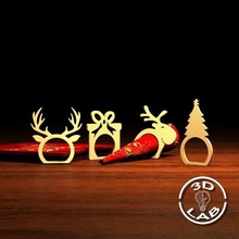 christmas ring napkin holder decorate table tree gift star reindeer party decoration print napkins happy dinner deer 3d print model - Mito3D