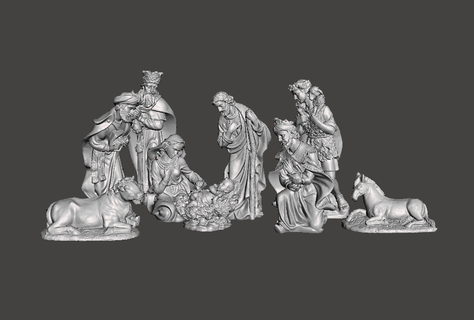 christmas scene birth manger - complete nativity 9 figures Art 3d print model - Mito3D