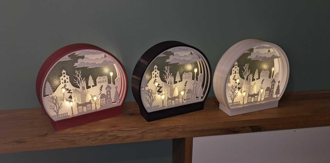 christmas scene potentially luminous lantern photophore santa decoration 3d print model - Mito3D