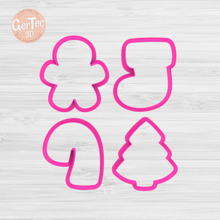 christmas set x4 silhouette cutters cookie cutter mass cookies 3d print model - Mito3D