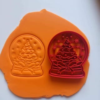 Noel kar küre kurabiye kesici kabartma kristal top Fondan dekorasyon dekor kek 3d print model - Mito3D