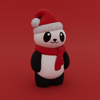christmas special - cute panda Art christmas panda xmas santa hat cute decoration homedecor toy no support  3d print model - Mito3D