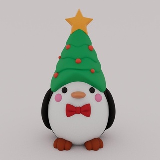 Navidad especial lindo pingüino 02 Arte árbol monigote nieve snow Papa Noel decoración hogar juguete apoyo 3d print model - Mito3D