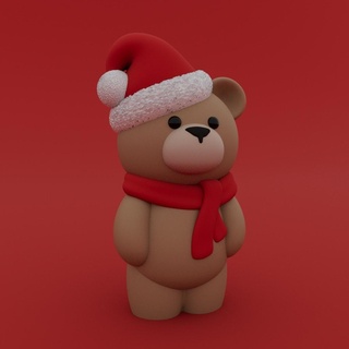 christmas special - cute teddy bear Art xmas santa hat decoration homedecor toy no support 3d print model - Mito3D