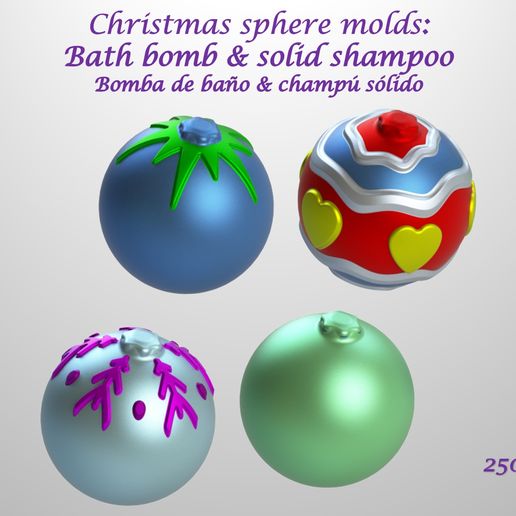 christmas sphere molds bath bomb solid shampoo mould press ball 3D print model - Mito3D