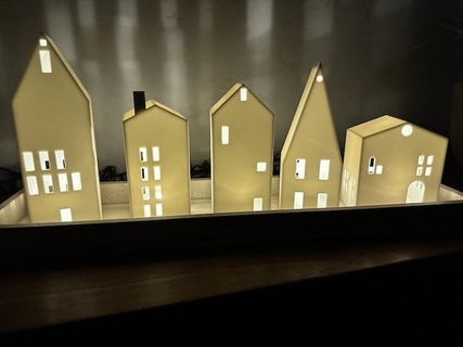 Natale tè luce Casa decorazione villaggio guidato casa deco Villetta natale luci armonia i regali impostato candela lampada 3d print model - Mito3D