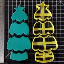 christmas tree 4 sections cookie cutter 3d print model - Mito3D