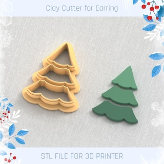 Natale albero argilla taglierina inverno orecchino frese mini 3 dimensioni polimero attrezzo gioielleria vacanza 3d print model - Mito3D