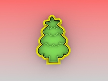 Navidad árbol Galleta cutter christmas cortador permanecer natal galletas sello carimbo 3d print model - Mito3D