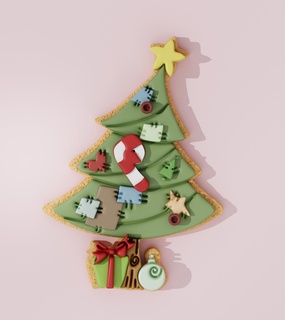 Natale albero cookiecutter biscotto frese taglierina disegni cottura utensili Pasticcino pasta zucchero personalizzato Fai stagione anno evento santa claus 3d print model - Mito3D