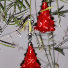 árbol de navidad los aretes la joyería diseño niña regalo impresión 3d beuty rojo petg lindo arete diversión art 3d print model - Mito3D