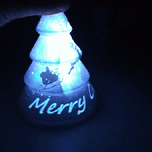 Weihnachten Baum Lithophan fröhlich Lithophanie Lampe 3d print model - Mito3D