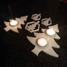 christmas tree tealight holder decorations baubles tea lights candle luminous glow 3d print model - Mito3D