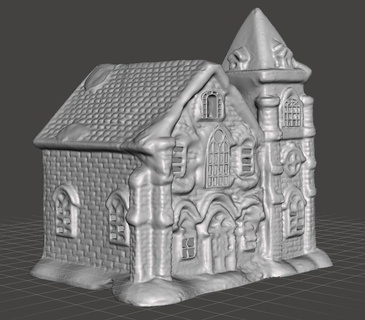 Natale villaggio Chiesa aperture luci casa per 3d print model - Mito3D