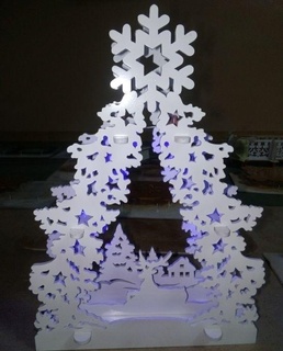 christmas village silhouette ornament decoration 3d print model - Mito3D