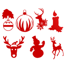 Noel duvar dekorlar 7 pack dekor dekorasyon ren geyiği kar tanesi ağaç hediye süs Sanat 3d print model - Mito3D