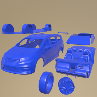 chrysler pacifica 2021 imprimível carro separado partes corpo fenda 1 10 escalextrico Tamiya rc miniz rastejante Kyosho axial traxxas micro 24 3d print model - Mito3D