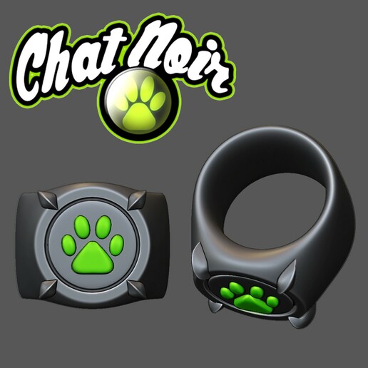 cht negro anillo milagroso mariquita gato chatnoir milagrosaladybug aventuras of charla zag dibujos animados disney bague 3D print model - Mito3D