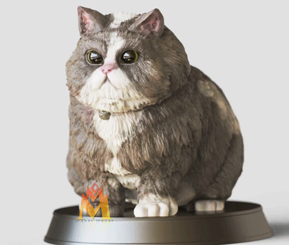 chubby fat cat- feline-sitting pose-fanart figurine cubby feline cat cute statue shelve display heen howl's moving castle sculpture anime cartoon fanart canine dog 3D print model - Mito3D