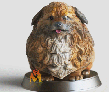 chubby fat puppy- canine-sitting pose-fanart figurine cubby puppy canine cat cute statue shelve display heen howl's moving castle sculpture anime cartoon fanart dog 3d print model - Mito3D