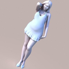 paffuto signora art estate piedi la postura scultura figurina ragazza donna 3d print model - Mito3D