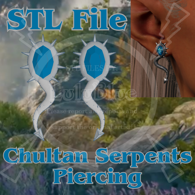 chultan serpents piercing - baldur's gate 3 baldurs tav earrings blue silver snake character customization 3d print model - Mito3D