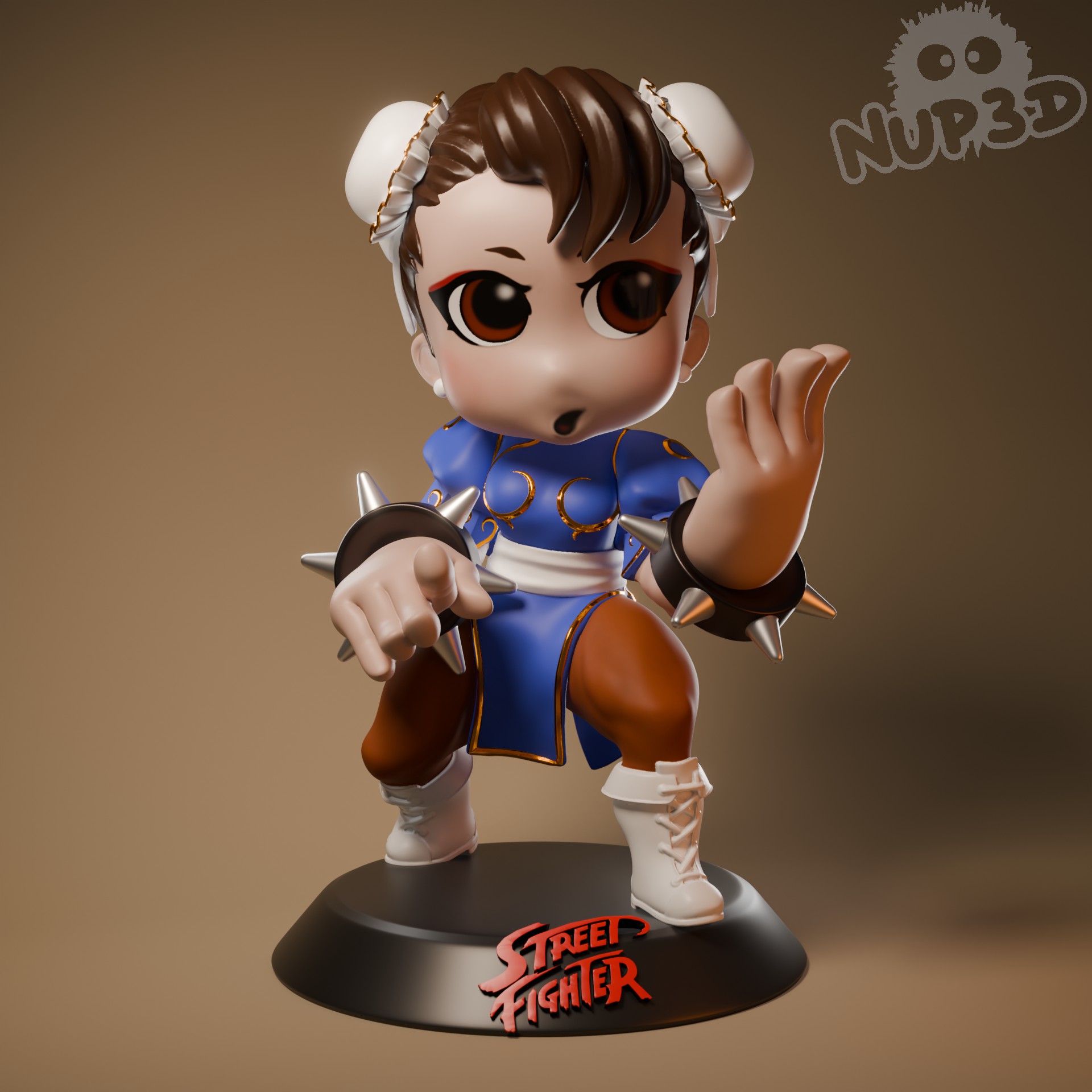 chun li lutador rua arte chibi 3D print model - Mito3D