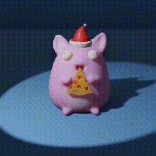 tıknaz oğlan Şirin anahtarlık gadget oyuncak bebek fantezi pokemon pembe küçük mutlu Noel Pizza yemek yiyor 3d print model - Mito3D