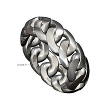 chunky oval link 9mm wide rounded cuban band 3d print model jewelry ring gold printable jewellery fashion silver chain sterling luxury bling cuba hiphop swag statement rings 3d print model - Mito3D