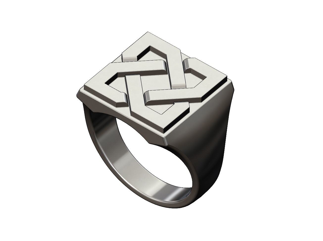 chunky square gaelic ornament signet ring us size 7to13 3d print model jewelry printable gold silver sterling fashion jewellery large statement celtic norse viking knot rings 3D print model - Mito3D